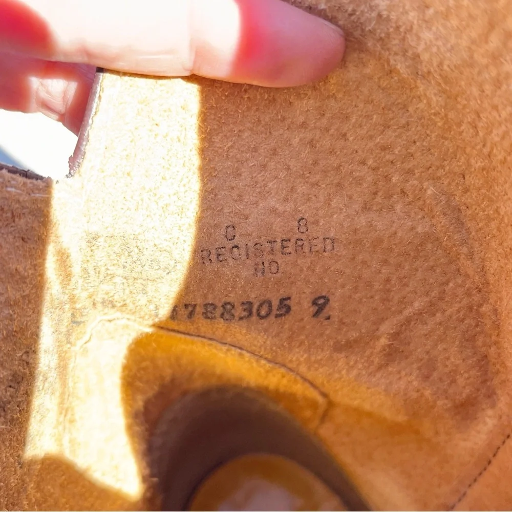 Justin Bent Rail Cowgirl Boots Cognac Tan Leather Mid-Calf Western - Picture 8 of 9